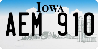 IA license plate AEM910