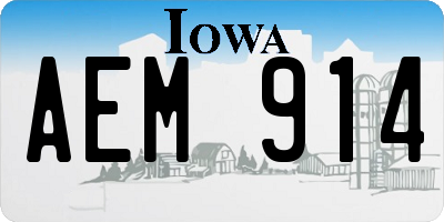IA license plate AEM914