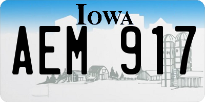 IA license plate AEM917