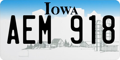 IA license plate AEM918