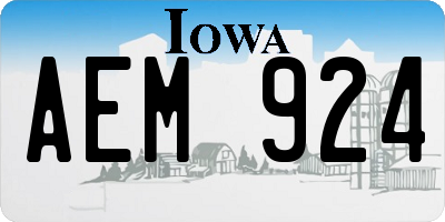IA license plate AEM924