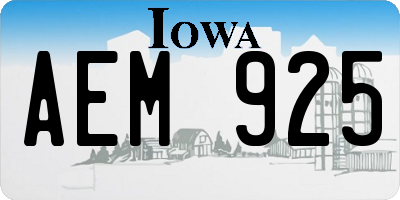 IA license plate AEM925