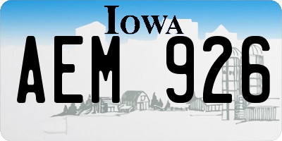 IA license plate AEM926