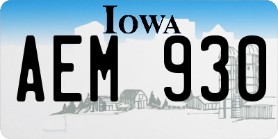IA license plate AEM930