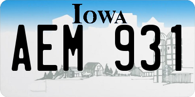 IA license plate AEM931