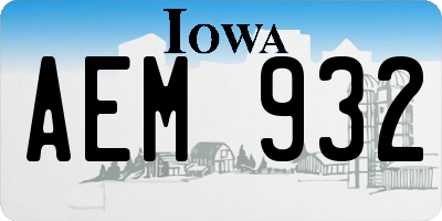 IA license plate AEM932