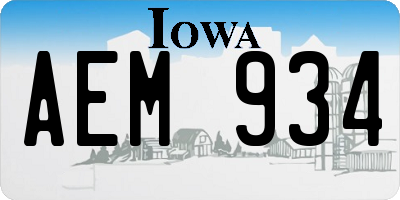 IA license plate AEM934