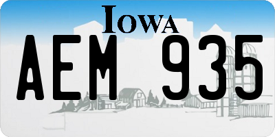 IA license plate AEM935