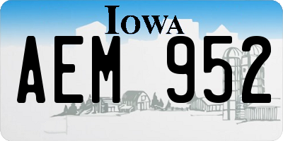 IA license plate AEM952