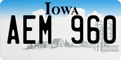 IA license plate AEM960