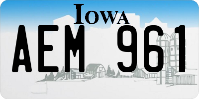IA license plate AEM961