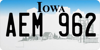 IA license plate AEM962