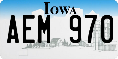 IA license plate AEM970