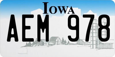 IA license plate AEM978