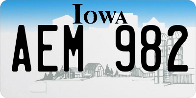 IA license plate AEM982