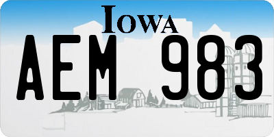 IA license plate AEM983