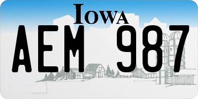 IA license plate AEM987