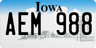IA license plate AEM988