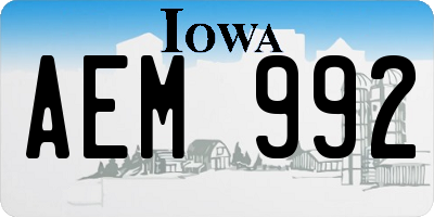 IA license plate AEM992