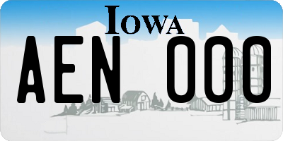 IA license plate AEN000