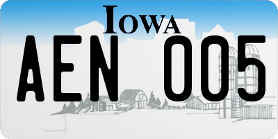 IA license plate AEN005