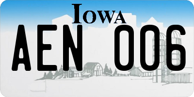 IA license plate AEN006