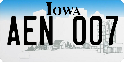 IA license plate AEN007