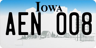 IA license plate AEN008