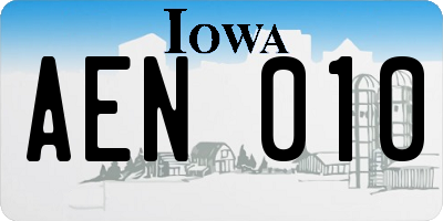 IA license plate AEN010