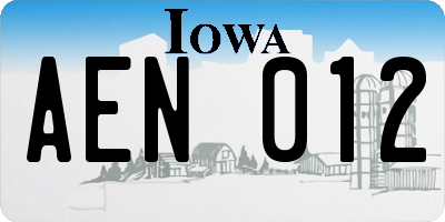 IA license plate AEN012