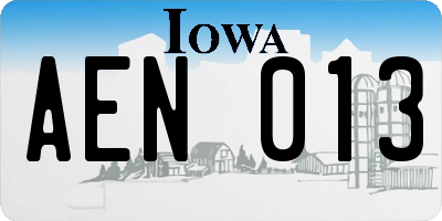 IA license plate AEN013