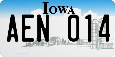 IA license plate AEN014