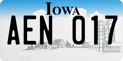 IA license plate AEN017