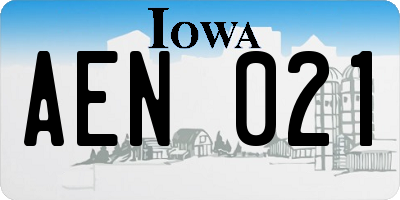 IA license plate AEN021