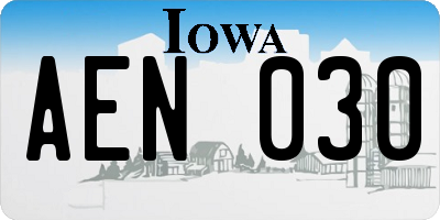 IA license plate AEN030