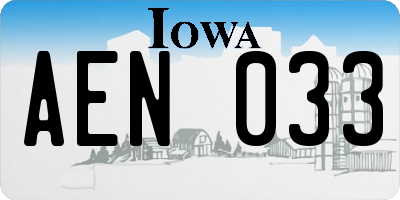IA license plate AEN033