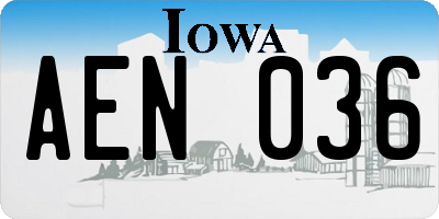 IA license plate AEN036