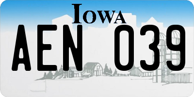 IA license plate AEN039