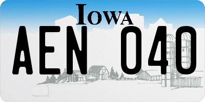 IA license plate AEN040