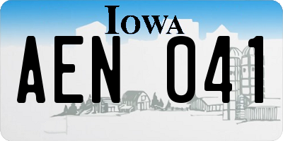 IA license plate AEN041