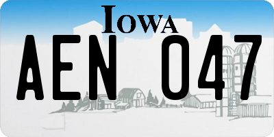 IA license plate AEN047