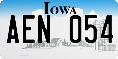 IA license plate AEN054