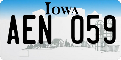 IA license plate AEN059