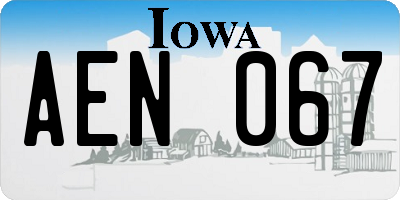 IA license plate AEN067