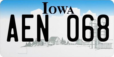 IA license plate AEN068