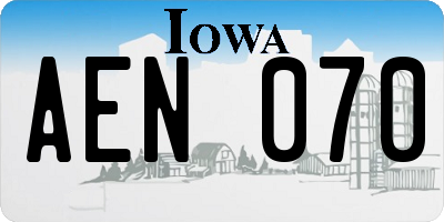 IA license plate AEN070