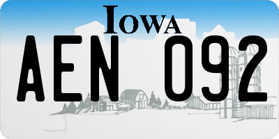 IA license plate AEN092