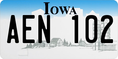 IA license plate AEN102