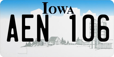 IA license plate AEN106