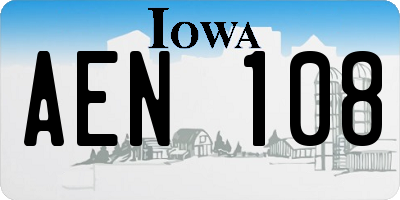 IA license plate AEN108